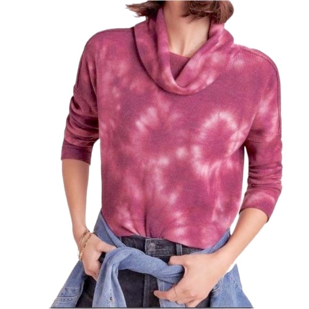 ANTHROPOLOGIE Maeve Tie Dye Thermal Cowl‎ Neck Top Size S
